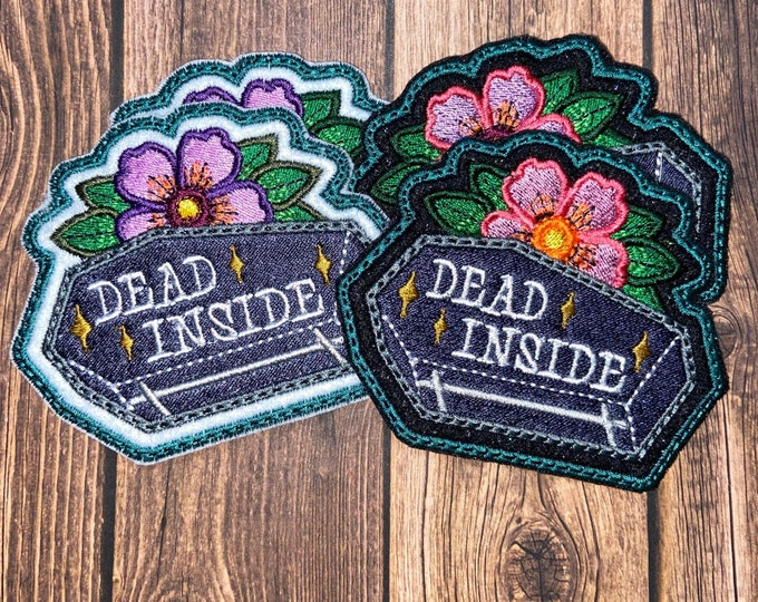 Dead Inside White Iron-On Patch