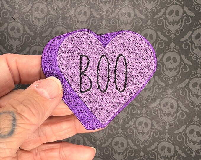 Boo Halloween Candy Conversation Heart Patch, Iron-On