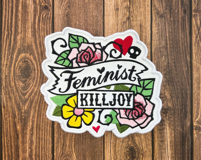 Feminist Killjoy Patch, Iron-On White