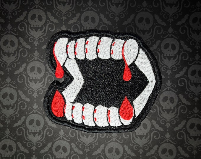 Glow In The Dark Bloody Vampire Teefs Sew On Patch