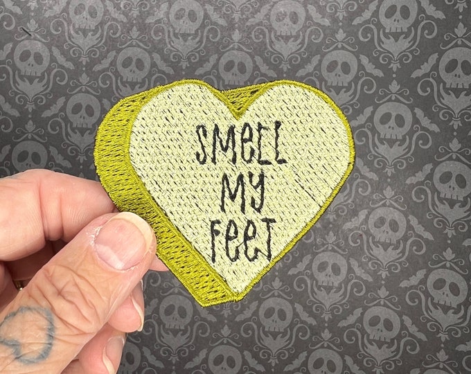 Smell My Feet Halloween Candy Conversation Heart Iron-On Patch