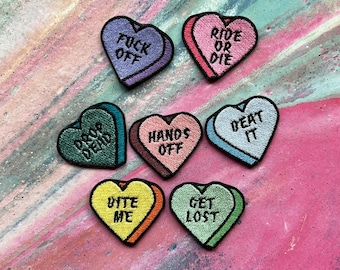 Full Set - Valentines Don't Start A Conversation Hearts Iron-On Patches