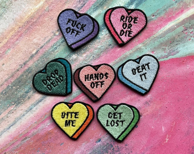 Full Set - Valentines Don't Start A Conversation Hearts Iron-On Patches