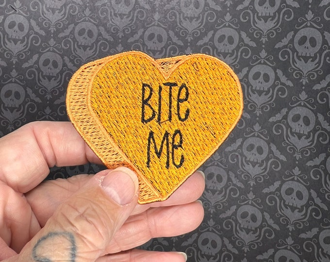 Bite Me Halloween Candy Conversation Heart Patch