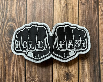Hold Fast Knuckle Tattoo Style Sew On Patch