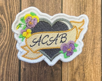 Handmade ACAB Iron-On Patch, Gray