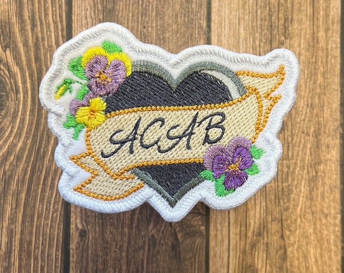 Handmade ACAB Iron-On Patch, Gray