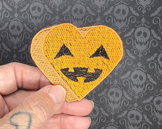 Jack-o-Lantern Halloween Candy Conversation Heart Iron-On Patch