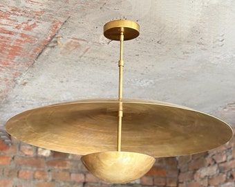 3 light Elegance Brass Disk Chandelier | Chandelier Lighting | Dining Chandelier | Sputnik Chandelier Light Fixture