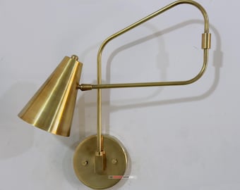 1 Lights Swing Arm Wall Sconce | Italian Brass Sconce | Stilnovo Style Single Light