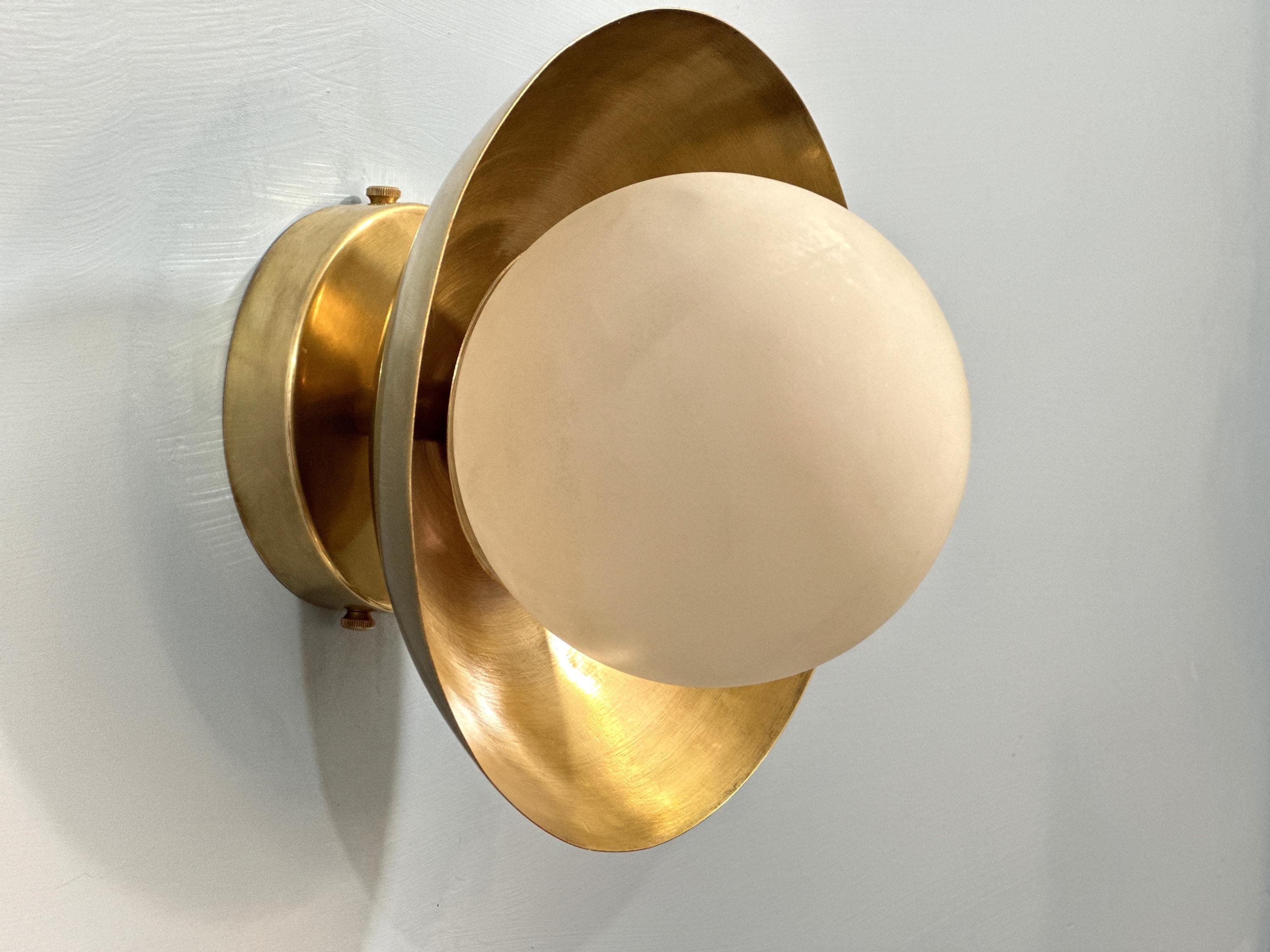 Mid Century Brass Wall Lighting | Raw Brass Wall Globe Lamp Vanity Light Fixture | Wall Sconce , Wall Lamp , Wall Light , Small Wall