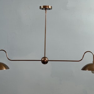 2 Light Curved Shade Elegant Brass Ceiling Light | Double Shade Linear Chandelier Light | Beautiful Sputnik Chandelier Light Fixture