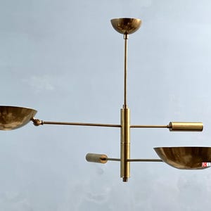 Mid Century Modern Brass Sputnik Chandelier: Custom Ceiling Light