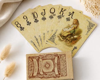 Vintage Alice in Wonderland Playing Cards Deck Retro Poker Board Game Gift, High-quality printed playing cards