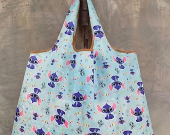 Cartoon Shopping Grocery Bags Tote Reusable Foldable Ditch the plastic