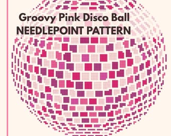 Groovy retro discobal borduurnaald Digitale downloadpatroon Geschikt voor beginners Eenvoudig aan de muur te hangen