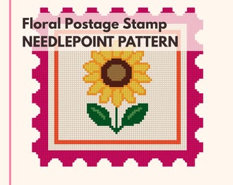 Flower Postage Stamp Groovy Funky Needlepoint Chart Digital Download Pattern Beginner Friendly Floral
