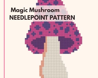 Groovy Mushroom Needlepoint Pattern PDF Retro Psychedelic Cottagecore Design Instant Download