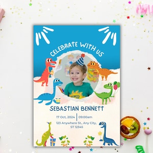 Blaue Illustrierende Geburtstagseinladung, benutzerdefinierte Party einladen, personalisierte Ereigniskarte, niedliche Geburtstagskarte, Einladung zur Feier