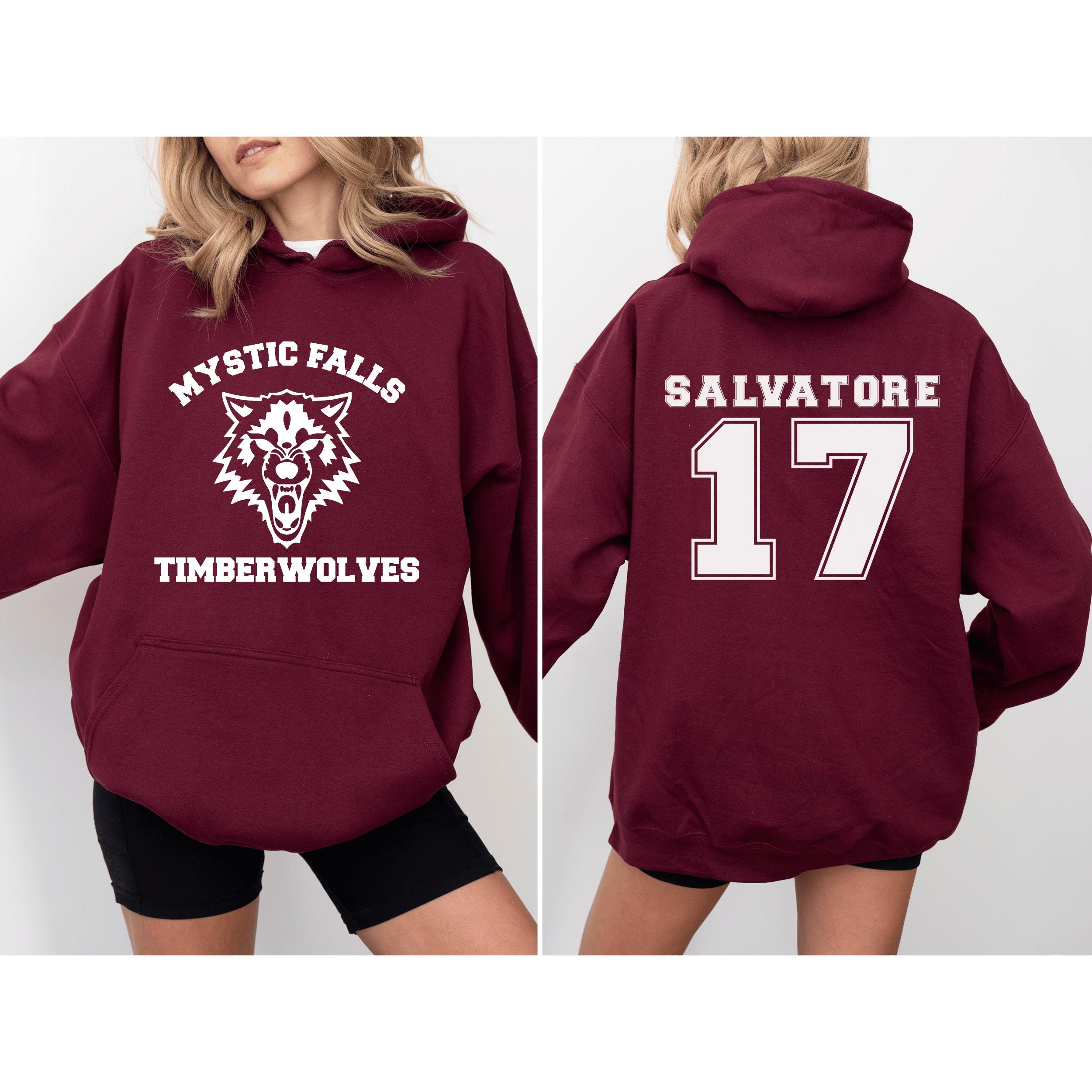 Mystic Falls Salvatore 17 Hoodie White Font, Vampire Diaries Sweatshirt, Mystic Falls, TVD Merch, The Vampire Diaries,