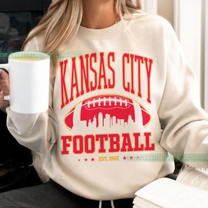 Kansas City Football Vintage Sweatshirt T-Shirt, Kansas City Football Crewneck, Kansas City Football Sweatshirt, Kansas City Fan Gifts FCY8 image 1