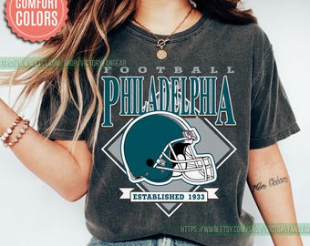 Philadelphia Football Vintage Style Comfort Colors T-Shirt,Philadelphia Football Tshirt,Football Tshirt, Philadelphia Retro Crewneck FGD4