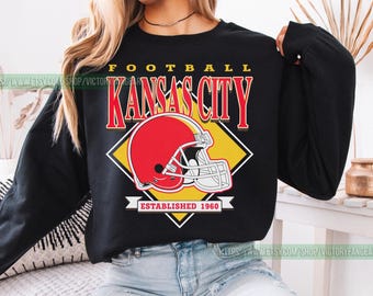 Kansas City Football Vintage Sweatshirt T-Shirt, Kansas City Football Crewneck, Kansas City Football Sweatshirt, Kansas City Fan Gifts FGD8