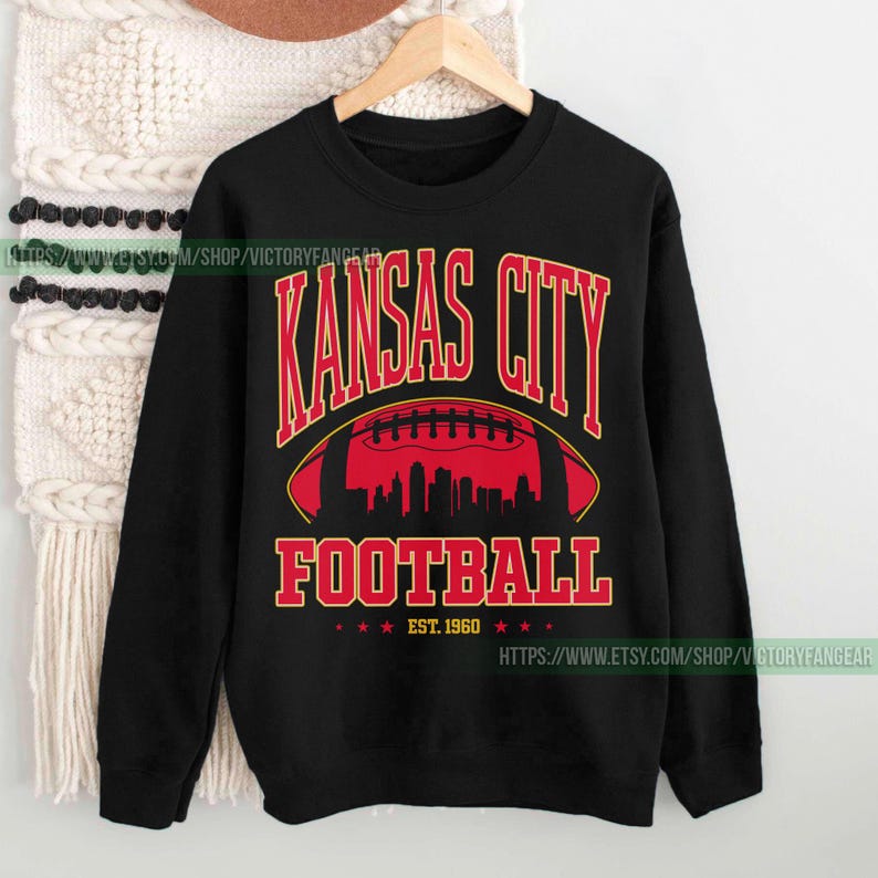 Kansas City Football Vintage Sweatshirt T-Shirt, Kansas City Football Crewneck, Kansas City Football Sweatshirt, Kansas City Fan Gifts FCY8 image 2