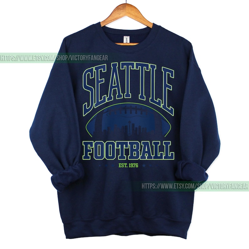 Seattle Football Vintage Sweatshirt T-Shirt, Seattle Seahawk Football Crewneck Sweatshirt, Seahawk Fan Gift, Retro Seattle Football Fan FCY7 image 5