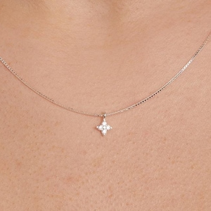 Floral Zirconia Pendant Necklace: Sterling Silver, Gold Plated