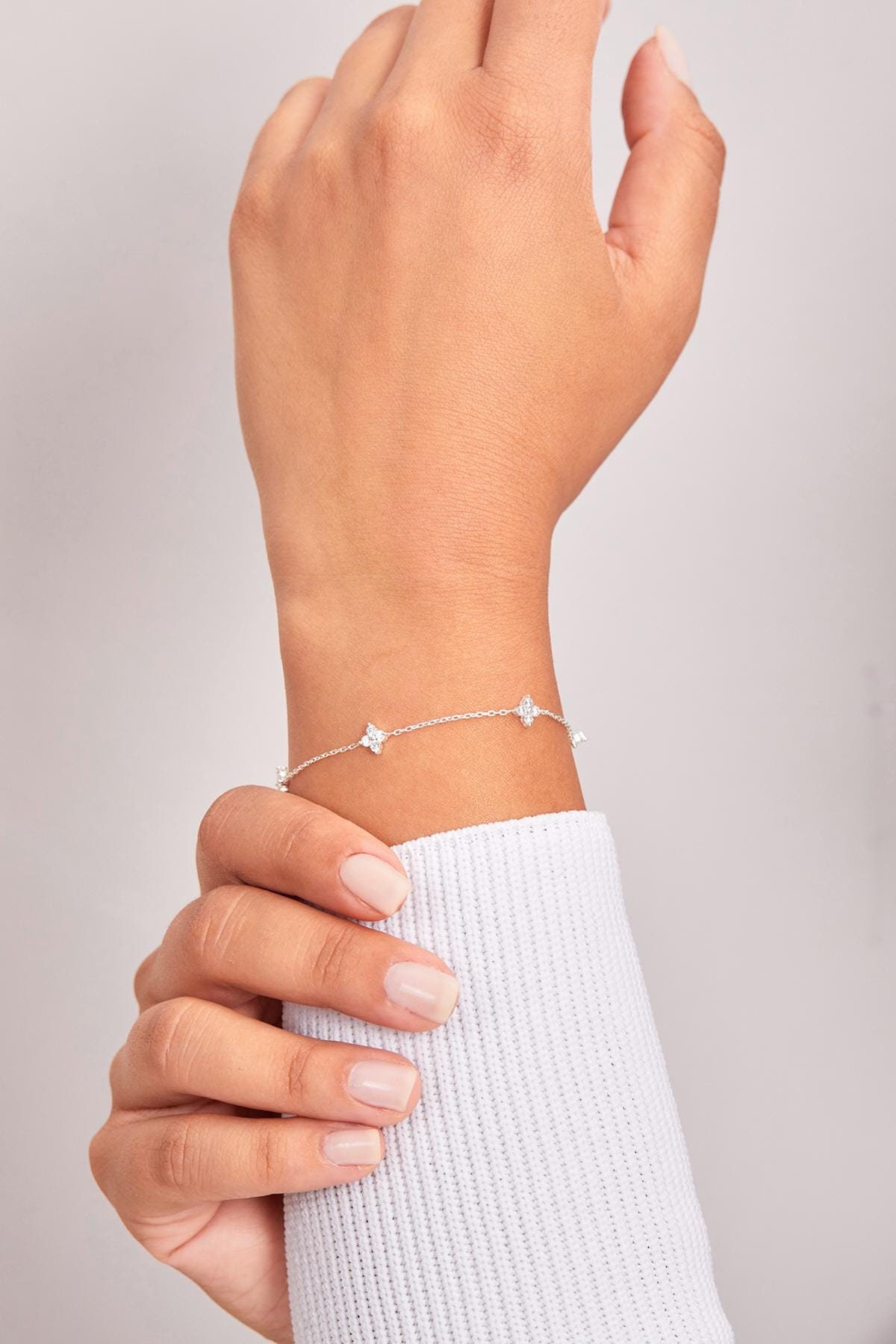 925 Sterling Silver Clover Bracelet for Women, Four Leaf