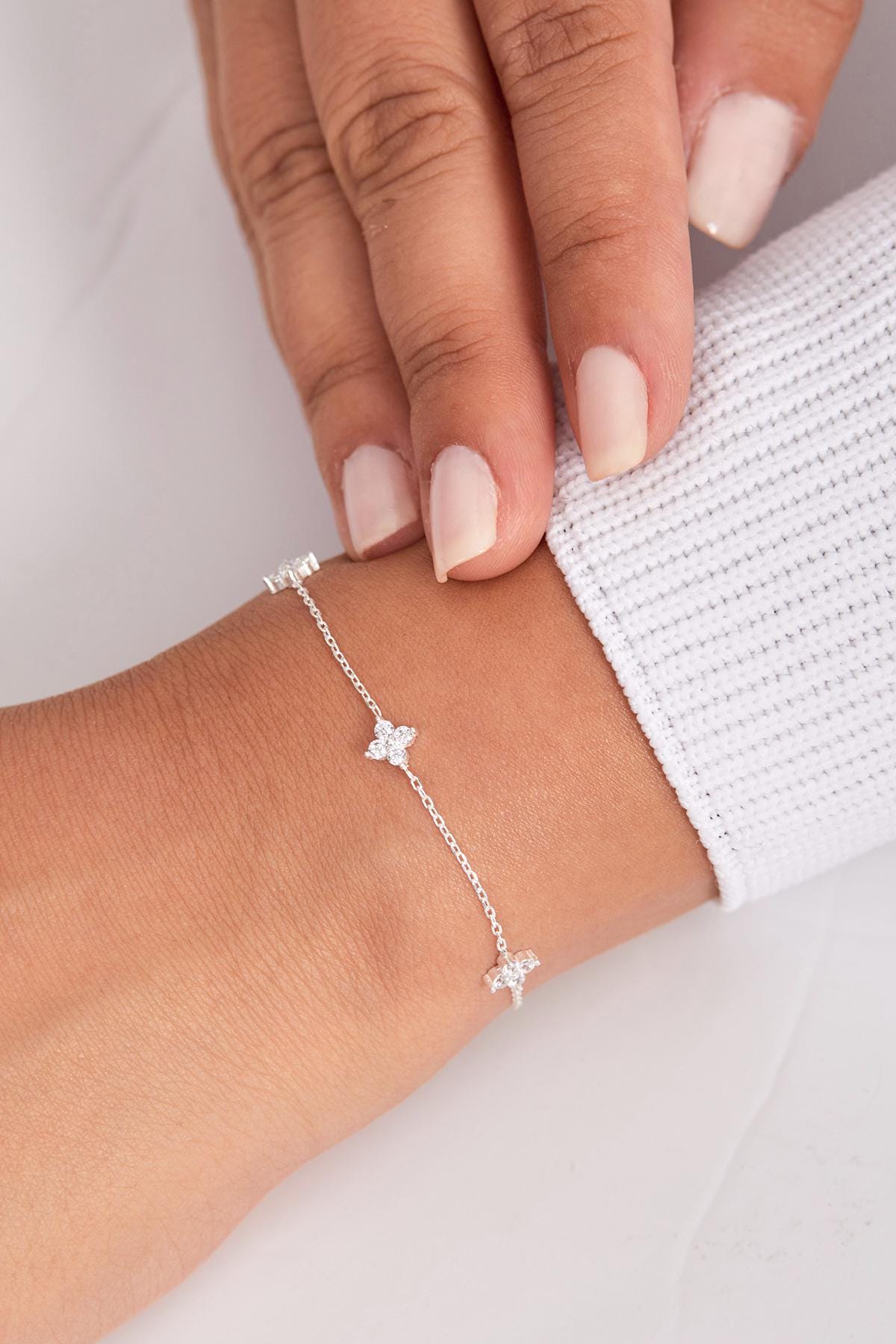925 Sterling Silver Clover Bracelet for Women, Four Leaf