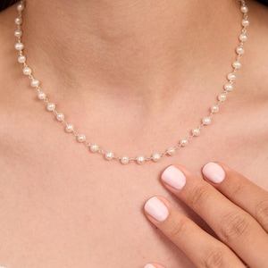 Dainty Freshwater Pearl Necklace, Pearl Bead Necklace, Layering Pearl Necklace, Gift for Her, Wedding Necklace, Bridal Jewelry