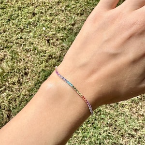 Rainbow Tennis Bracelet, Shades of Green main image 1