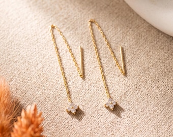 Dainty Gold Threader Earrings, Minimal Chain Drop Earrings, Elegant Long Earrings, Everyday Jewelry