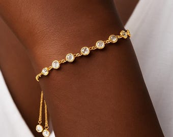 Moissanite Tennis Bracelet Silver, Maid of Honor Gift, Silver Tennis Bracelet, Gifts for Her, Dainty Silver Bracelet for Women