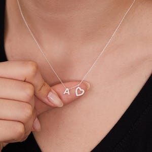 Custom Tiny Gold Initial Necklace with Heart, Personalized Letter Necklace, Minimalist Jewelry, Birthday Gift For Her, Gift for Girlfriend