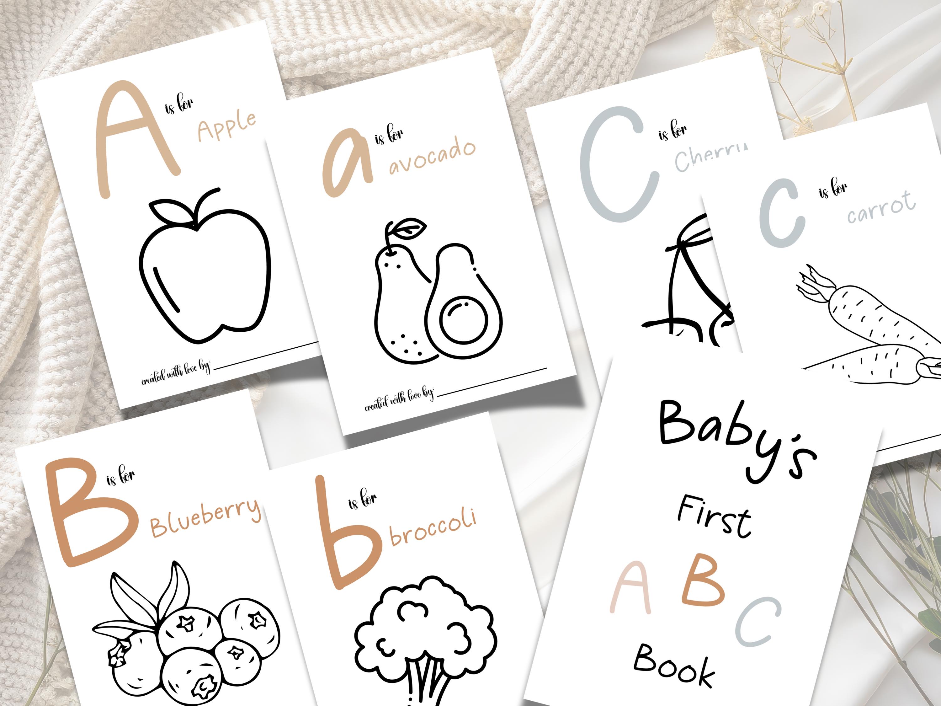 Personalized Baby Shower ABC Book: Fruits & Veggies Coloring Pages (Digital  Download)