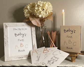 Personalized ABC Animal Coloring Book: Baby Shower Guest Book Activity