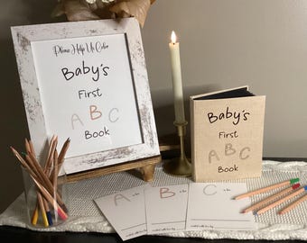 Personalized Baby Shower ABC Book: Custom Coloring Activity