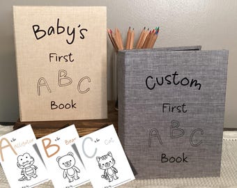 Personalized ABC Animal Coloring Book: Baby Shower Guest Book Activity