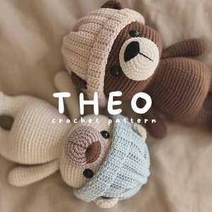 Patrón de oso a crochet / Peluche amigurumi / Theo el oso / EN CZ / Descarga en PDF
