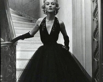 Authentic Vintage Style...GORGEOUS 40s 50s Style HALTER Dress...Tell me your color..Tulle, Sparkle Mesh, Chiffon, Lace...