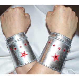 Wonder Woman Silver Cuffs replica as worn by Lynda Carter first season... Made to order image 5