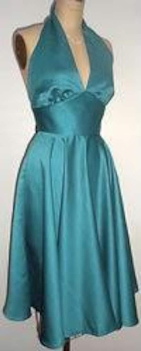 1950s Retro Dream... Satin FULL CIRCLE Skirt Marilyn Halter Dress