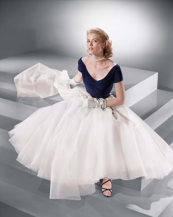 Plus Size Grace Kelly Dress: 1950s 'Rear Window' Organza Gown, Custom Made Plus Size Grace Kelly Dress: 1950s 'Rear Window' Organza Gown, Custom Made
