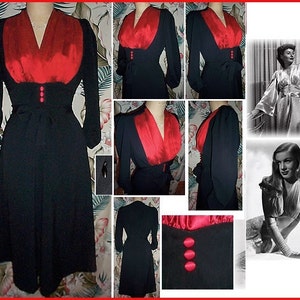 Sexy 1940s Shapely and Feminine Film Noir Dress... Quality stretch fabric glides over your curves...Your choice of front panel fabric... image 2