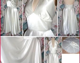 1950s Retro Dream... Satin FULL CIRCLE Skirt Marilyn Halter Dress