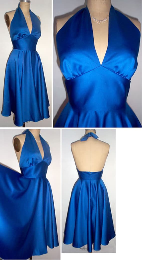 1950s Retro Dream. Satin FULL CIRCLE Skirt Marilyn Halter Dress Etsy
