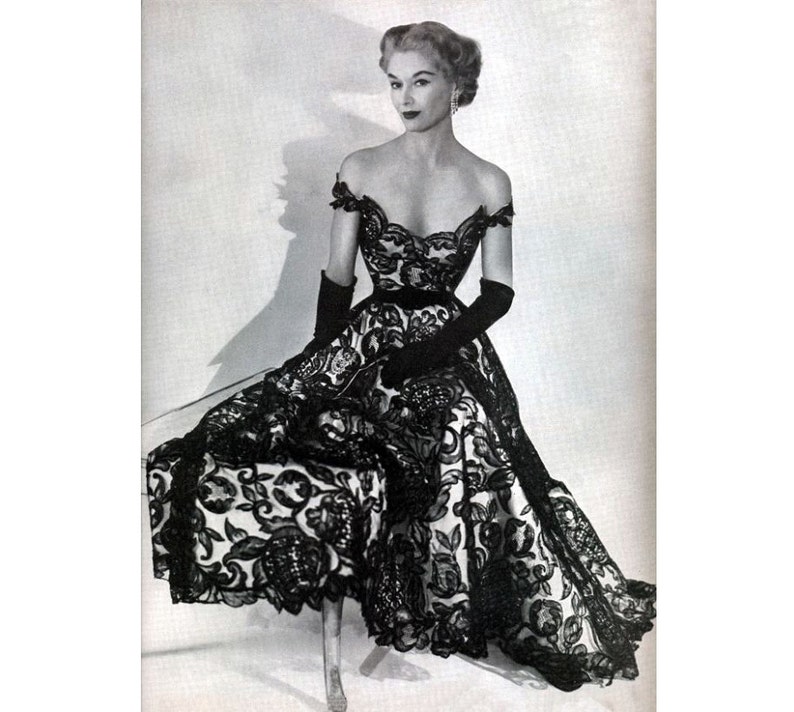 1950s White Off the Shoulder Dress